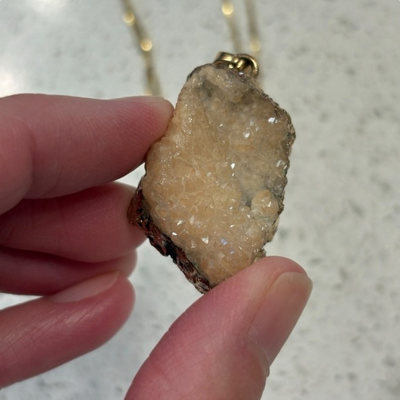 Gold Gemstone Pendant Necklace Crystal - Picture 7 of 7